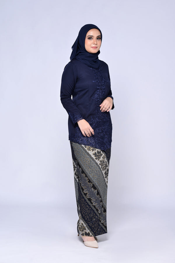 KEBAYA SULAM PLAIN 3.0 (TOP ONLY) - NAVY BLUE