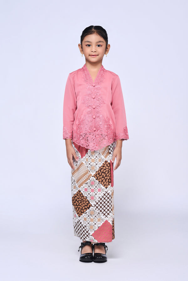 BUDAK KEBAYA SULAM PLAIN 3.0 (SET) - DUSTY PINK