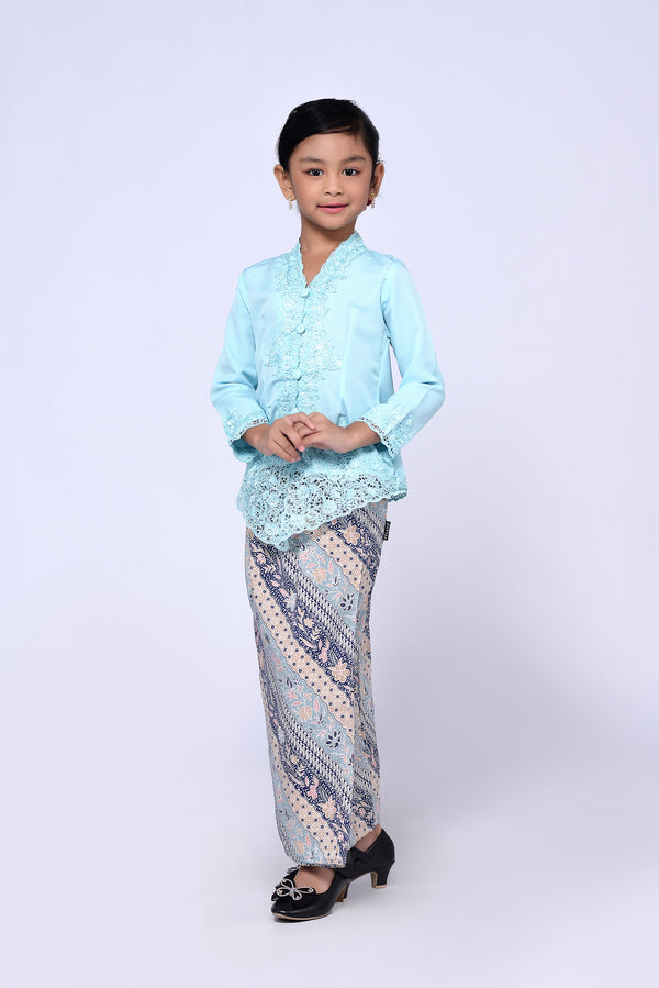 BUDAK KEBAYA SULAM PLAIN 3.0 (SET) - BABY BLUE