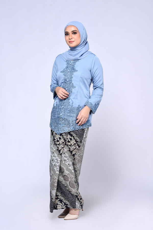 KEBAYA SULAM PLAIN 3.0 (TOP ONLY) - ASH BLUE