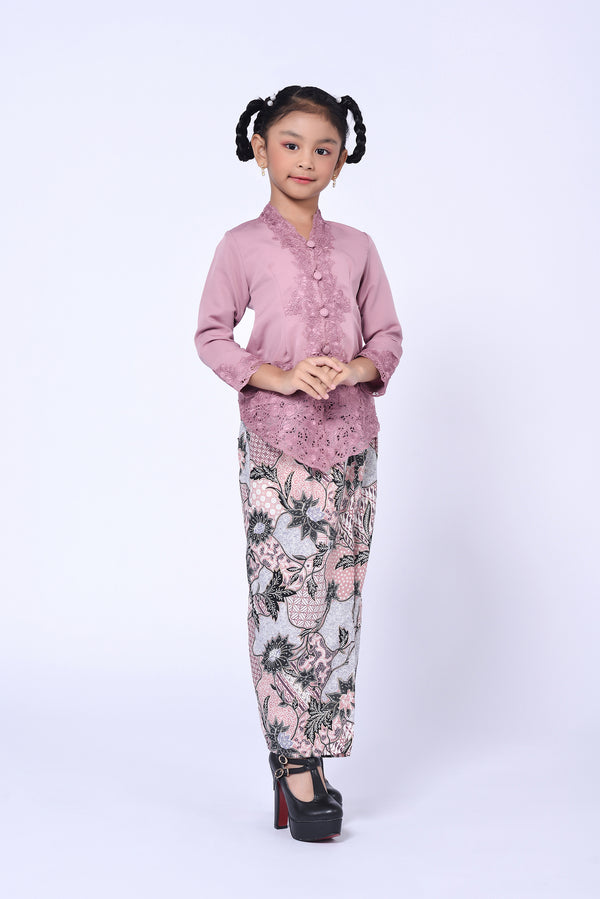 BUDAK KEBAYA SULAM PLAIN 3.0 (SET) - DOVE PINK