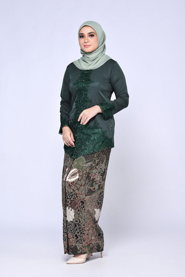 KEBAYA SULAM PLAIN 3.0 (TOP ONLY) - EMERALD GREEN