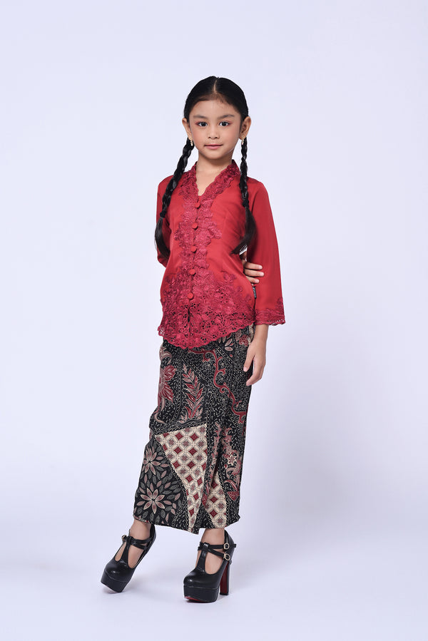 BUDAK KEBAYA SULAM PLAIN 3.0 (SET) - MAROON