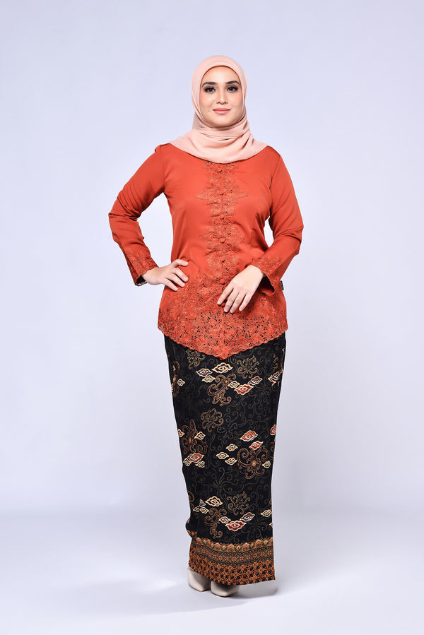 KEBAYA SULAM PLAIN 3.0 (TOP ONLY) - BRICK ORANGE