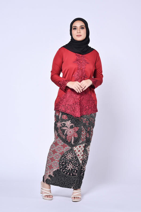 KEBAYA SULAM PLAIN 3.0 (TOP ONLY) - MAROON