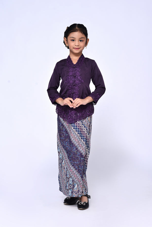 BUDAK KEBAYA SULAM PLAIN 3.0 (SET) - DARK PURPLE