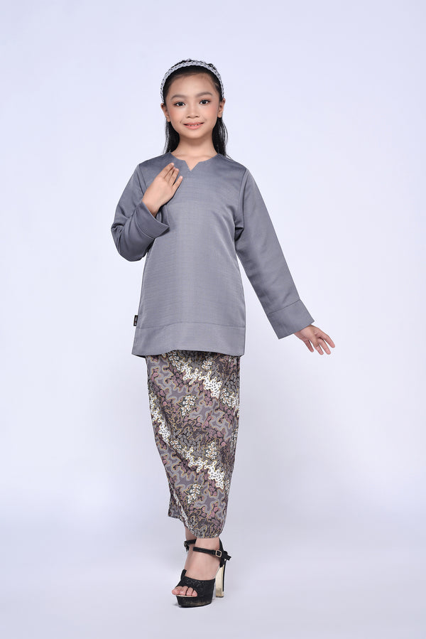 BUDAK KEDAH BATIK (SET) - DARK GREY