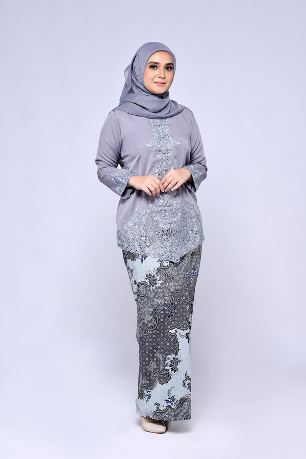 KEBAYA SULAM PLAIN 3.0 (TOP ONLY) - GREY